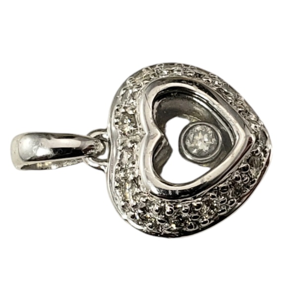18 Karat White Gold Floating Diamond Heart Pendant #18761 - Picture 3 of 8